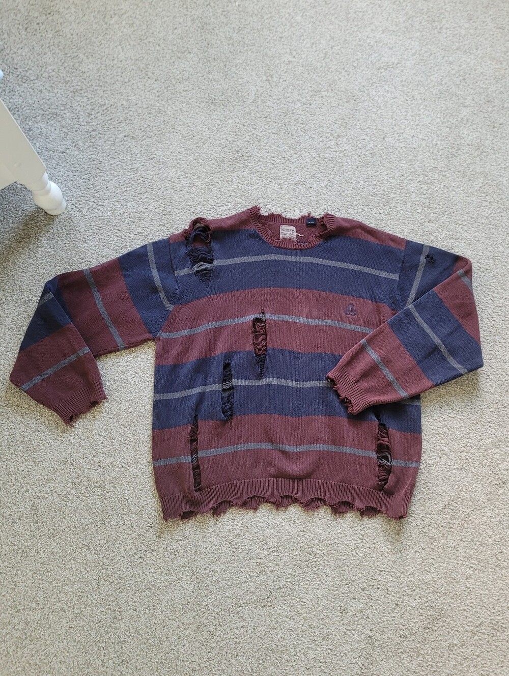 Distressed Striped Sweater | Size XXL | Furst of a Kind